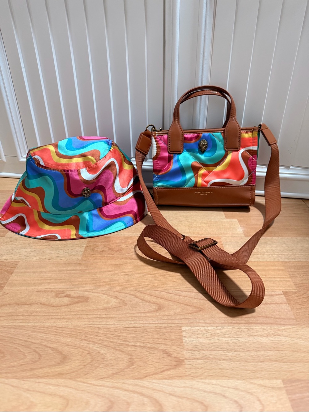Kurt Geiger Multicolor Swirl Crossbody with Brown Trim